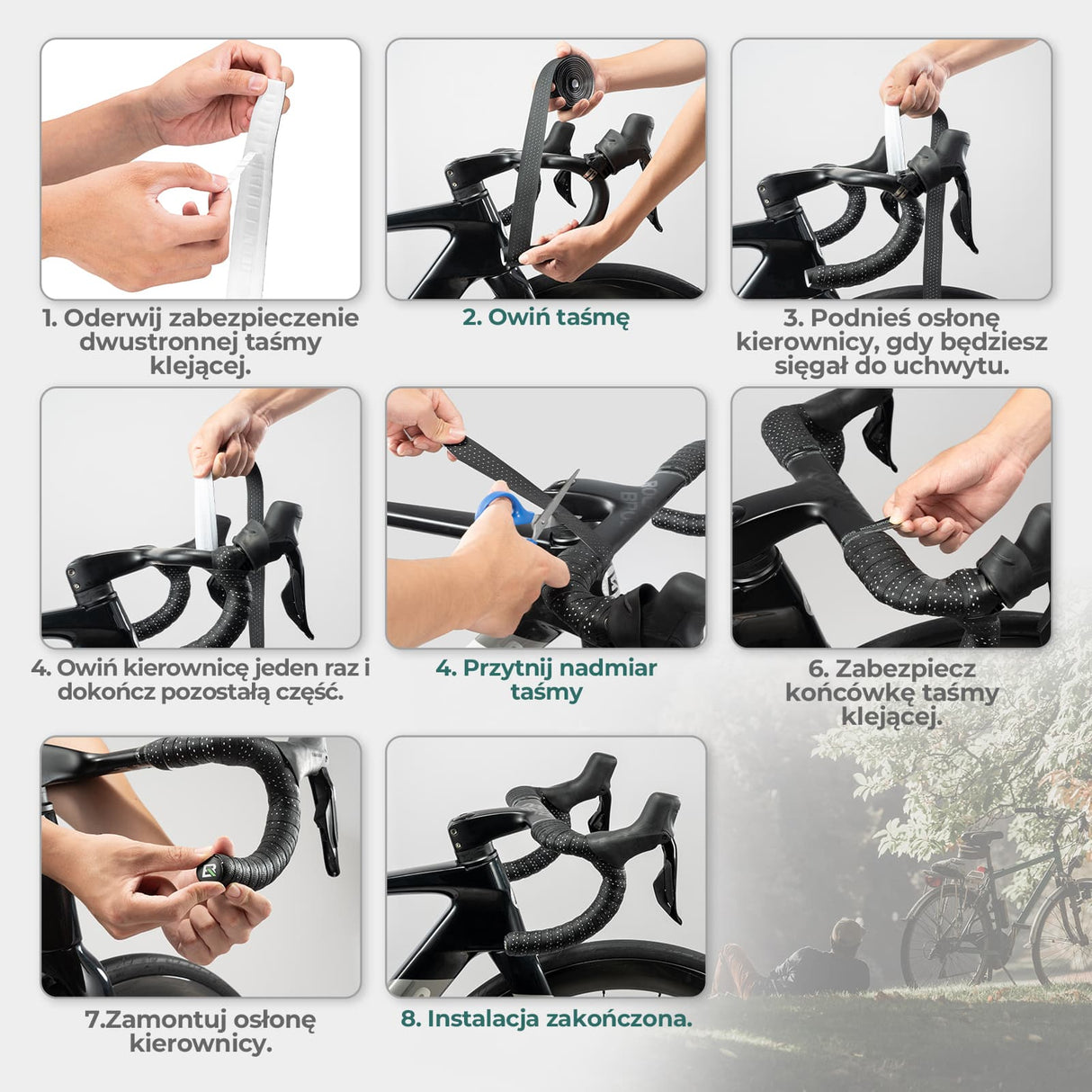 ROCKBROS Taśma na Kierownicę Super Długa 220 Cm do Rowerów Szosowych MTB i Miejskich Taśmy na kierownicę