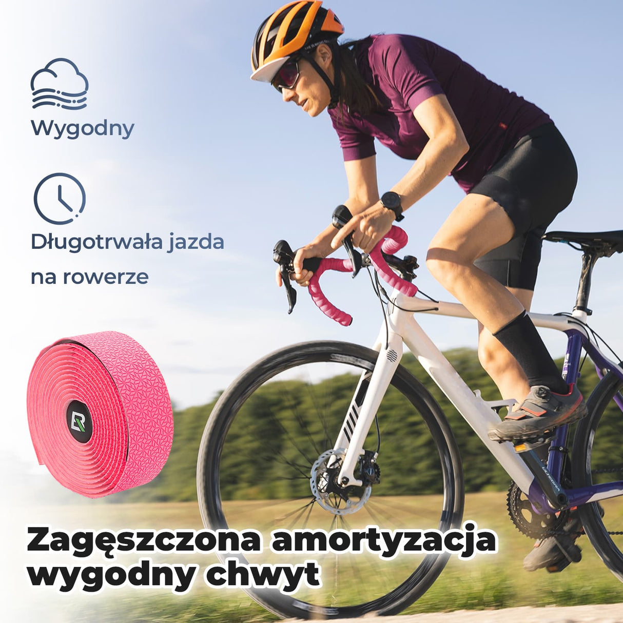 ROCKBROS Taśma na Kierownicę Super Długa 220 Cm do Rowerów Szosowych MTB i Miejskich Taśmy na kierownicę