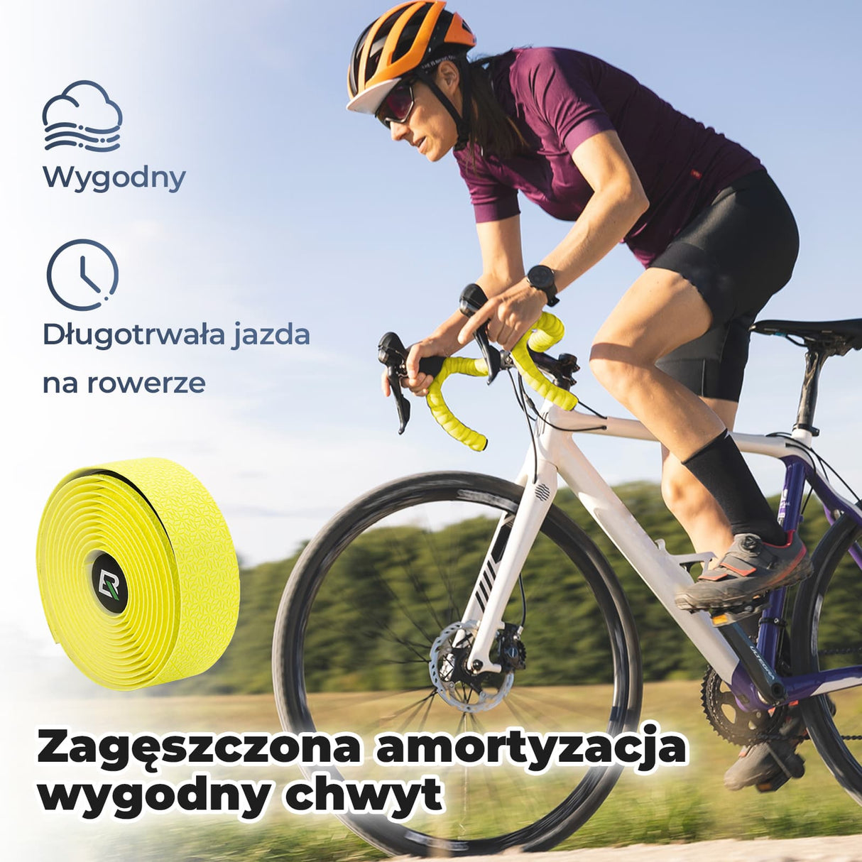 ROCKBROS Taśma na Kierownicę Super Długa 220 Cm do Rowerów Szosowych MTB i Miejskich Taśmy na kierownicę