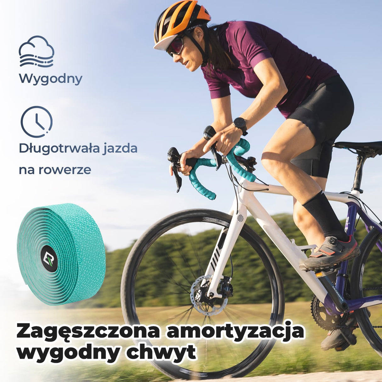 ROCKBROS Taśma na Kierownicę Super Długa 220 Cm do Rowerów Szosowych MTB i Miejskich Taśmy na kierownicę