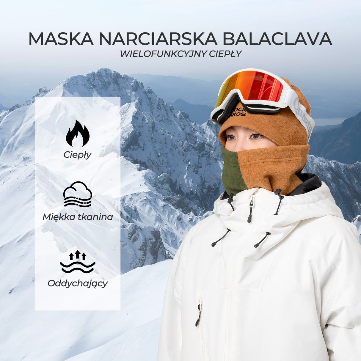 ROCKBROS Półmaska na Twarz,Szalik i Czapka 3 W 1-M012 Kominiarki