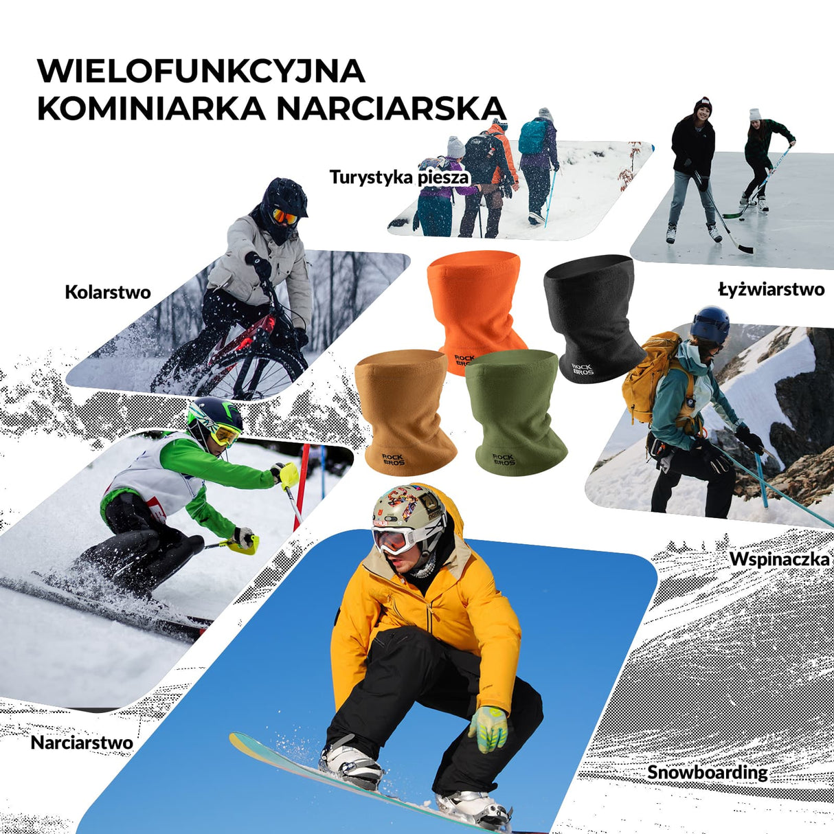 ROCKBROS Półmaska na Twarz,Szalik i Czapka 3 W 1-M012 Kominiarki