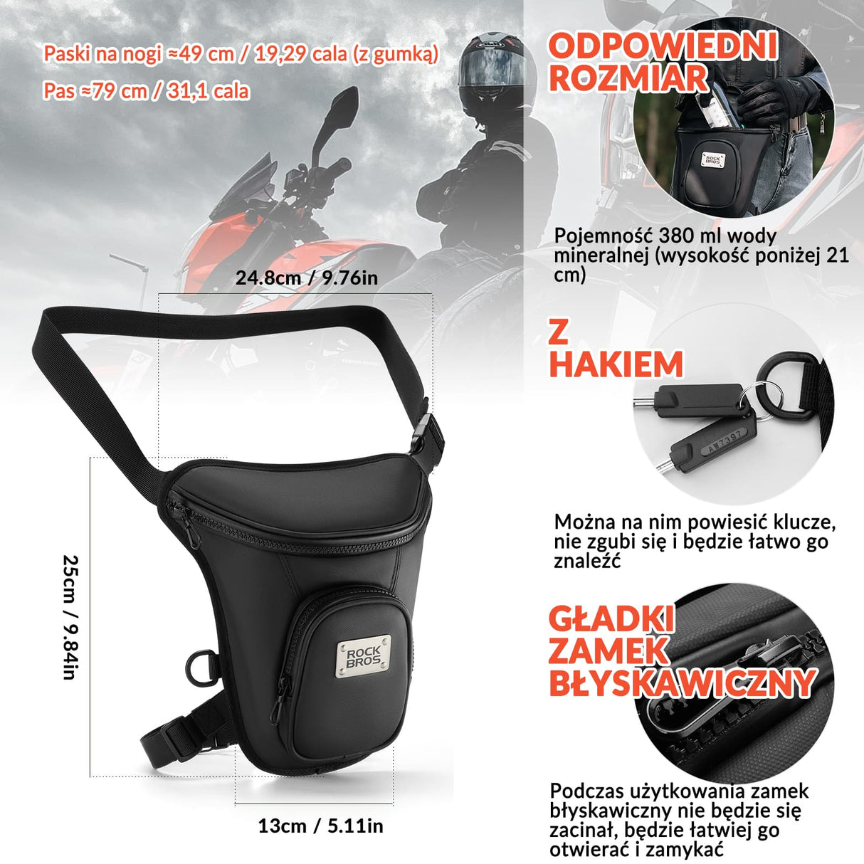 ROCKBROS Torba Motocyklowa Na Udo – Beintasche / Saszetka Biodrowa-MTB001 Torby i sakwy motocyklowe