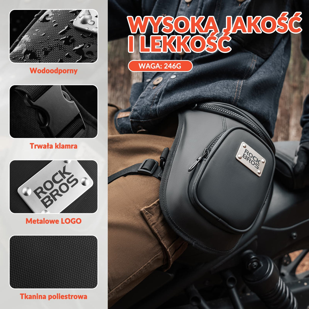 ROCKBROS Torba Motocyklowa Na Udo – Beintasche / Saszetka Biodrowa-MTB001 Torby i sakwy motocyklowe