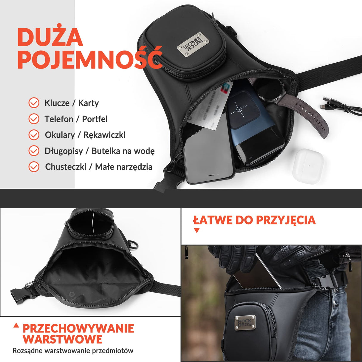 ROCKBROS Torba Motocyklowa Na Udo – Beintasche / Saszetka Biodrowa-MTB001 Torby i sakwy motocyklowe