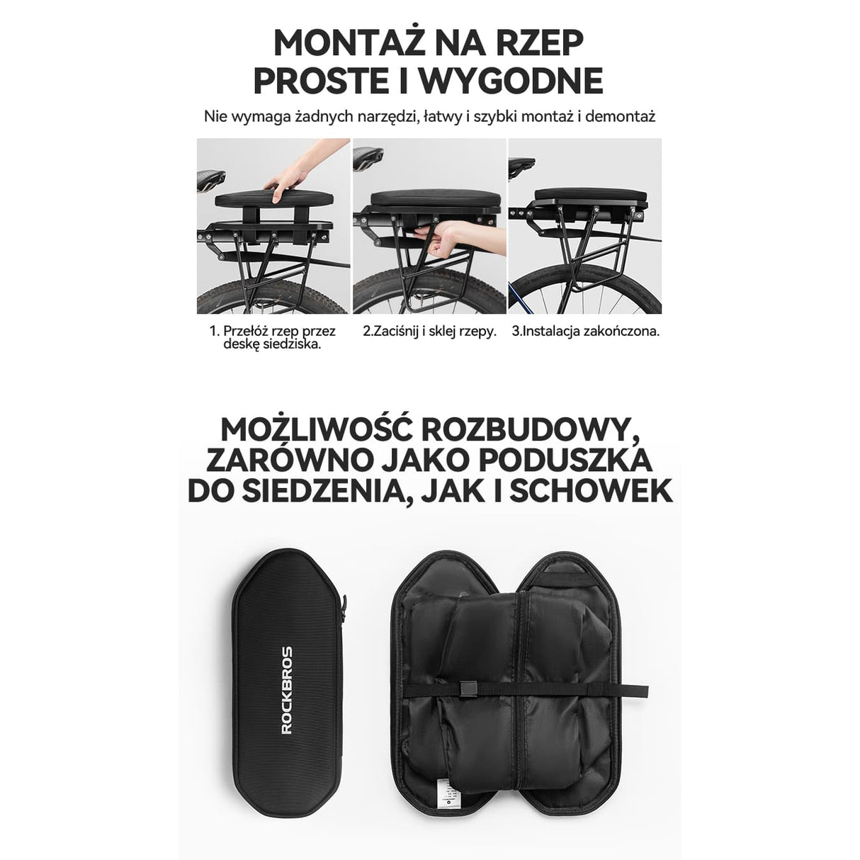 ROCKBROS Torba Na Bagażnik Rowerowy Wielofunkcyjna Rozszerzalna 5l-D83 Torby na bagażnik