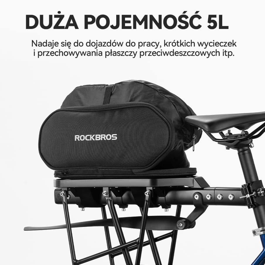 ROCKBROS Torba Na Bagażnik Rowerowy Wielofunkcyjna Rozszerzalna 5l-D83 Torby na bagażnik