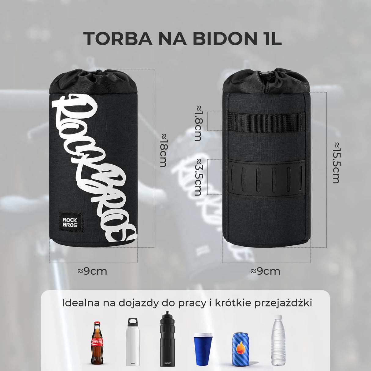 ROCKBROS Torba Na Bidon Rowerowy Łatwy Montaż Duża Pojemność, Uniwersalna 1L-G004 Torba na bidon rowerowy