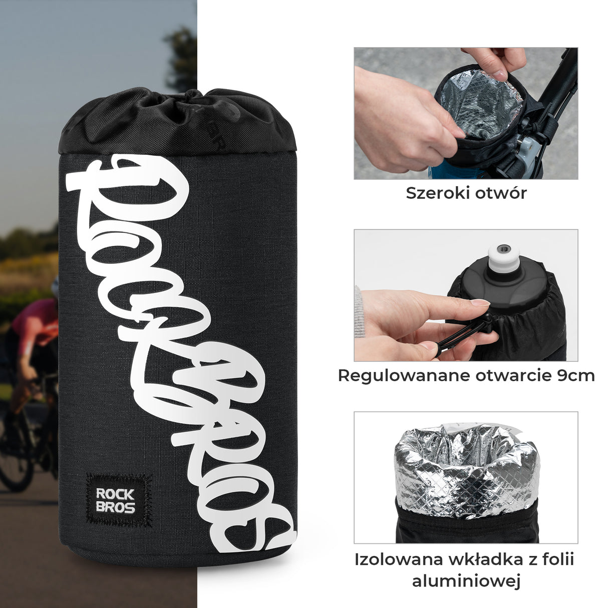 ROCKBROS Torba Na Bidon Rowerowy Łatwy Montaż Duża Pojemność, Uniwersalna 1L-G004 Torba na bidon rowerowy