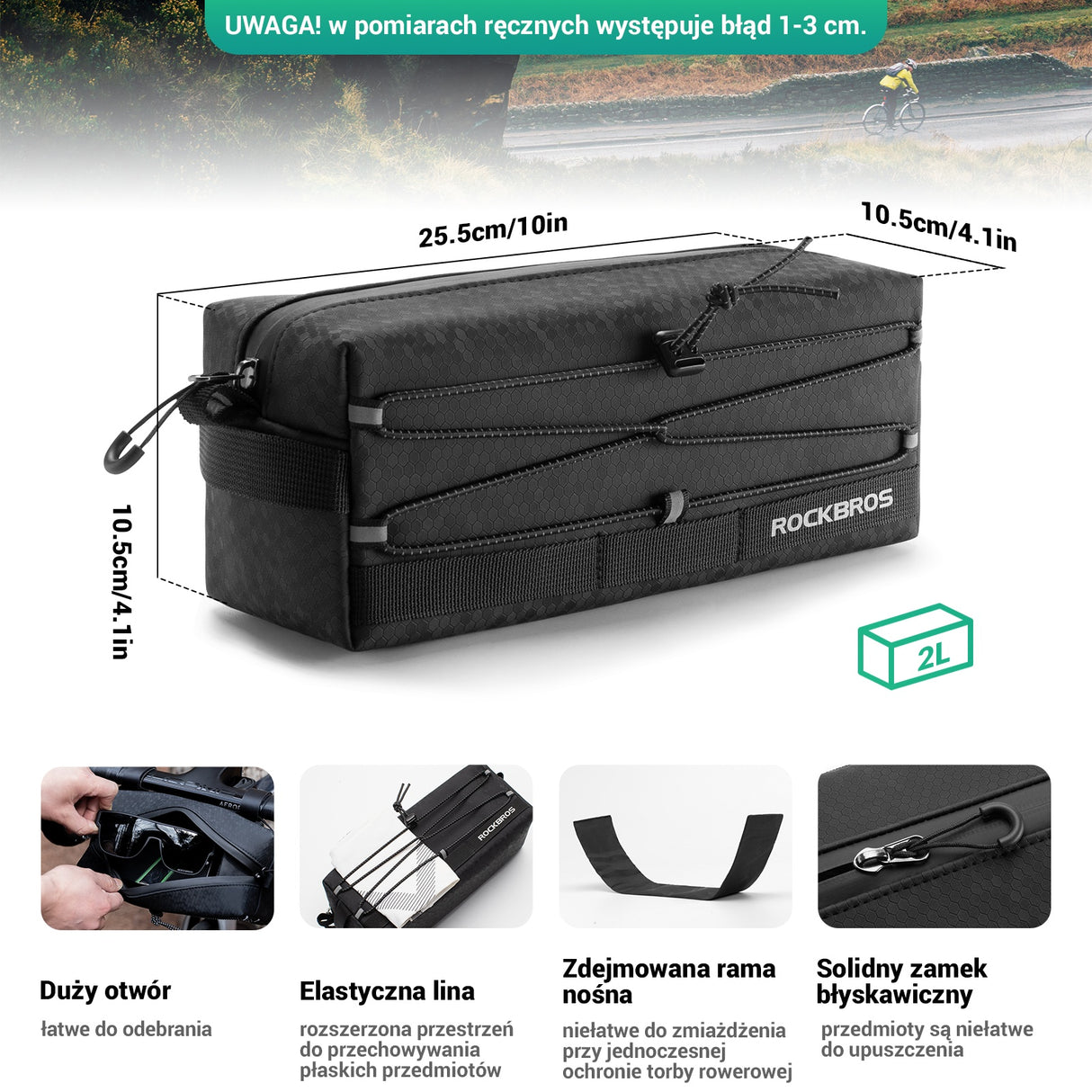 ROCKBROS Torba Przednia Prostokątna Duża Pojemność 2L-B111 Torba Przednia