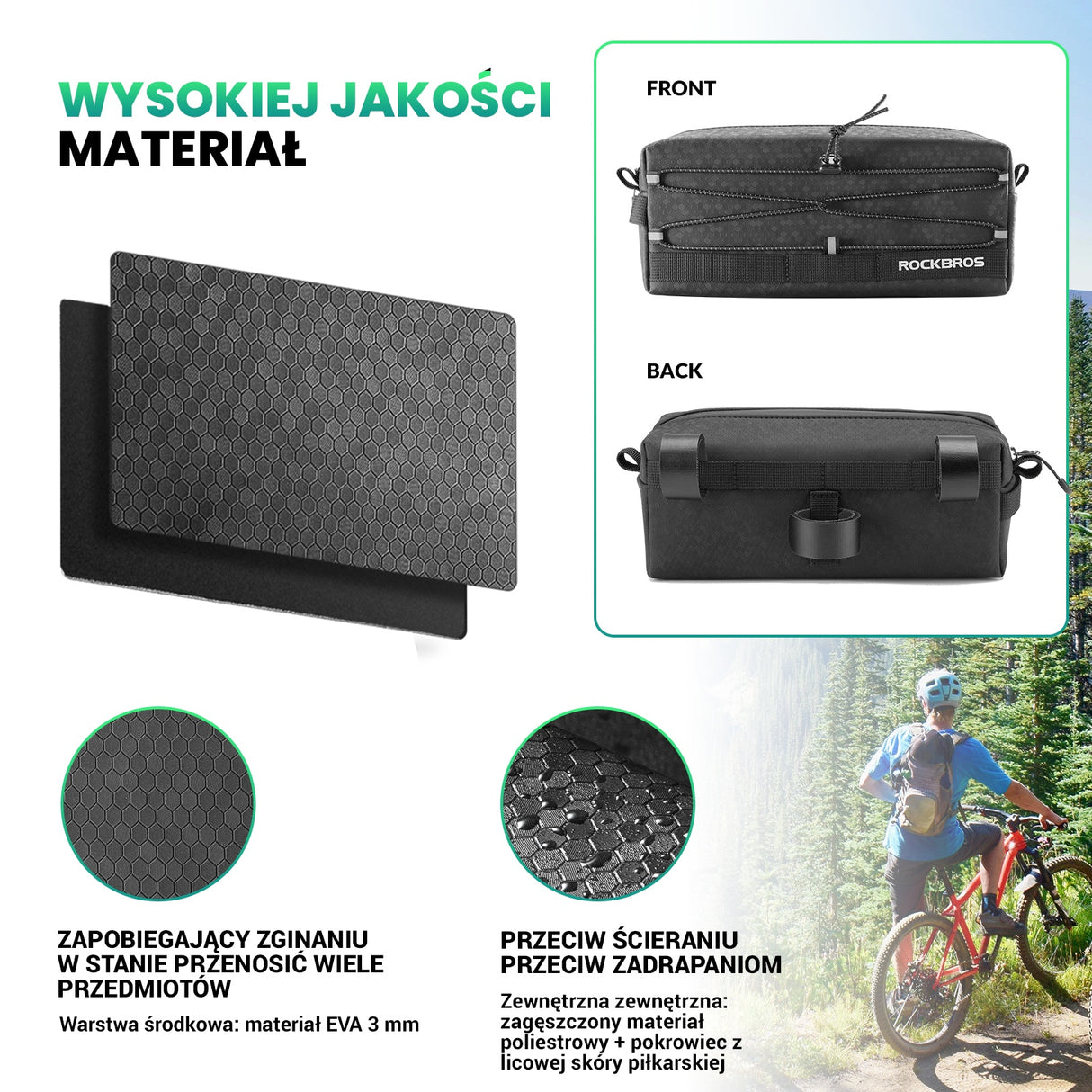 ROCKBROS Torba Przednia Prostokątna Duża Pojemność 2L-B111 Torba Przednia