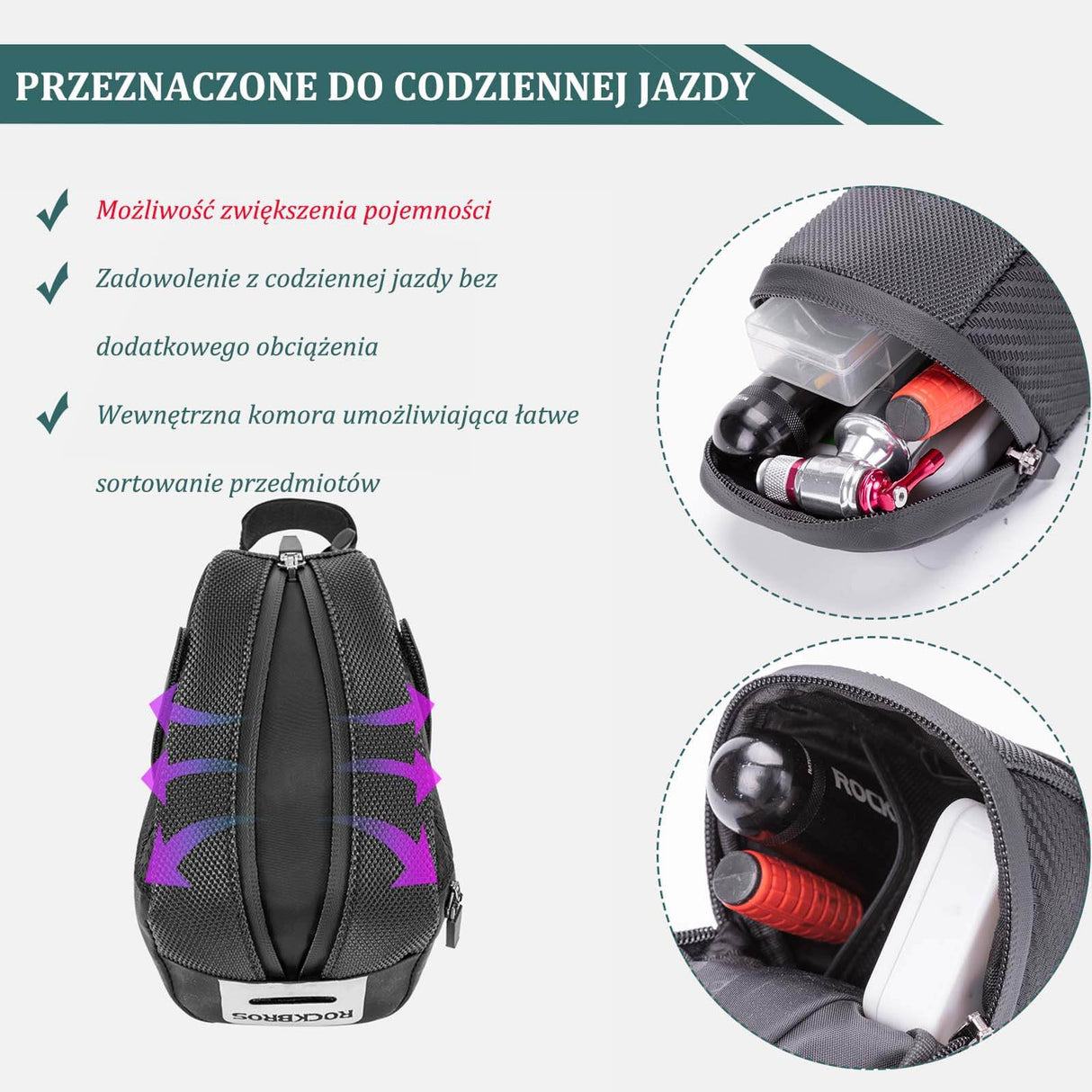 ROCKBROS Wodoodporna Torba Podsiodłowa na Siodełko Rowerowe 0.7L Torby podsiodłowe