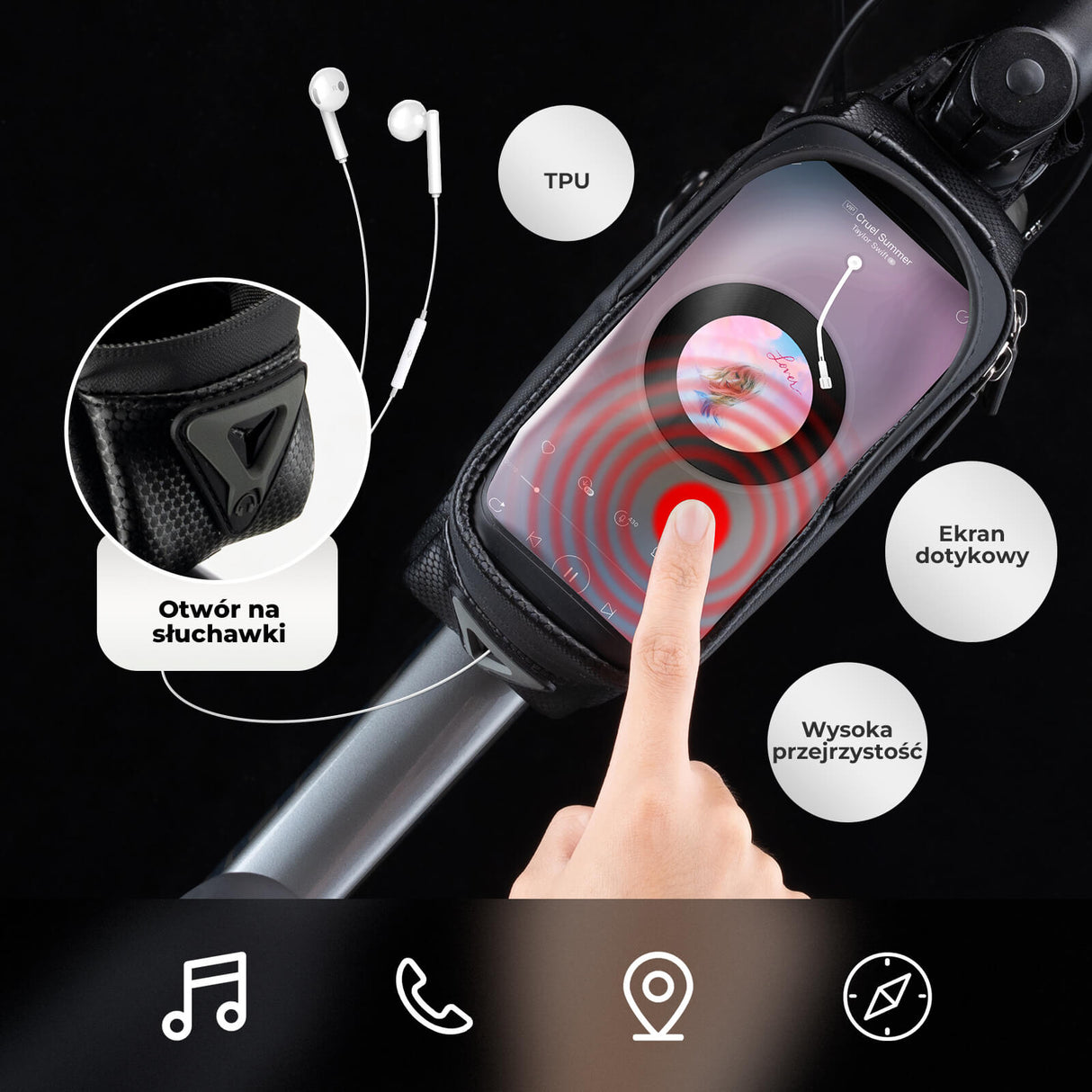 ROCKBROS Torba Rowerowa Torba na ramę Uchwyt na telefon do 6,8 cala Torby z uchwytem na telefon