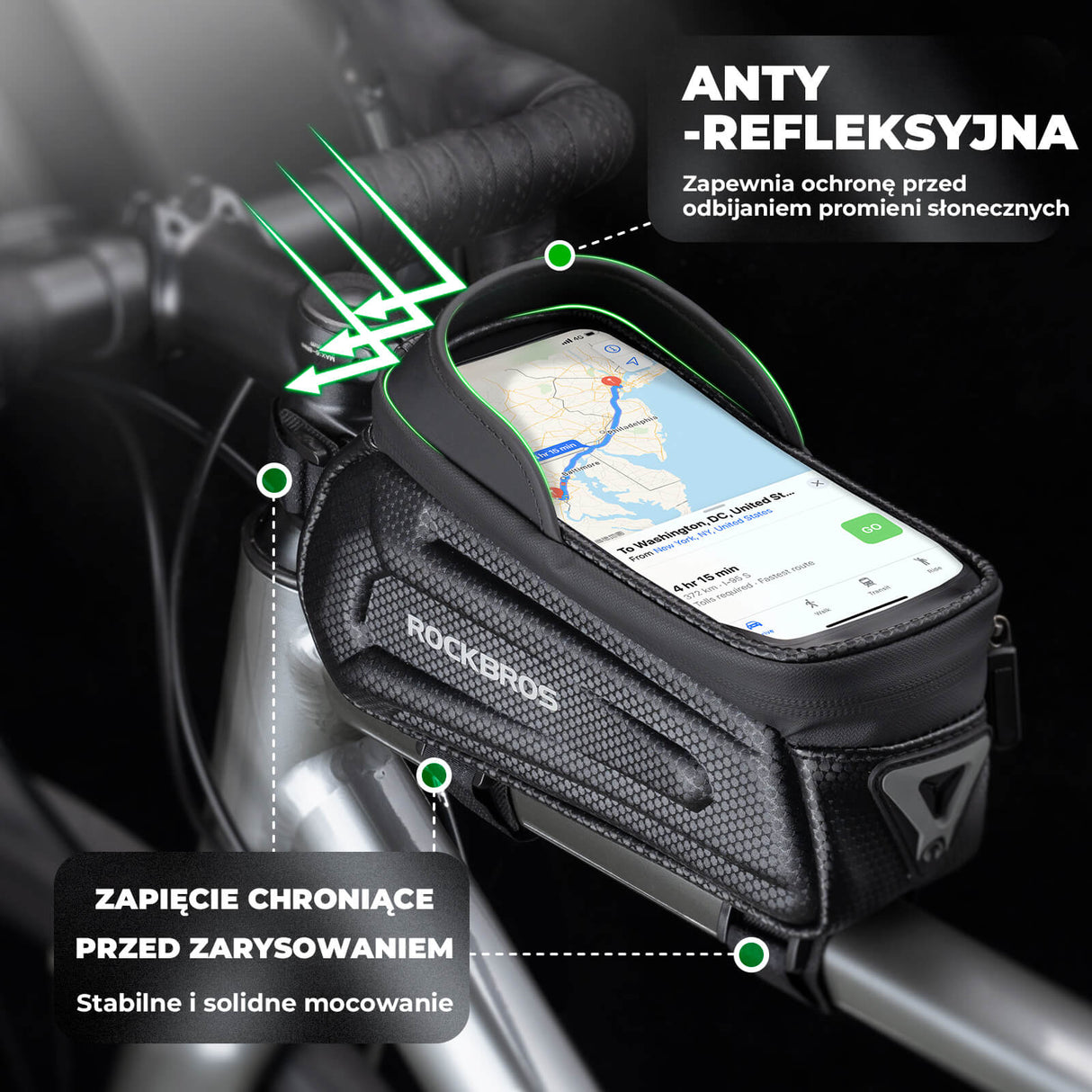 ROCKBROS Torba Rowerowa Torba na ramę Uchwyt na telefon do 6,8 cala Torby z uchwytem na telefon