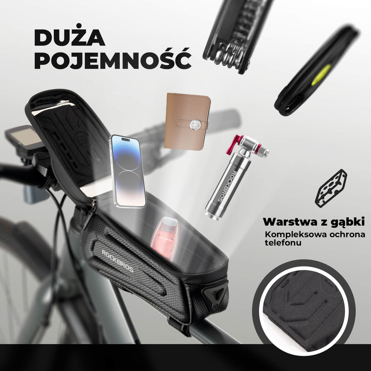 ROCKBROS Torba Rowerowa Torba na ramę Uchwyt na telefon do 6,8 cala Torby z uchwytem na telefon