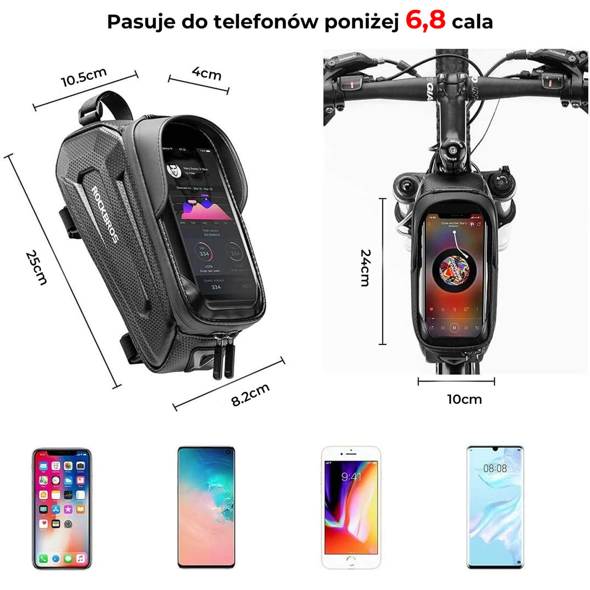 ROCKBROS Torba Rowerowa Torba na ramę Uchwyt na telefon do 6,8 cala Torby z uchwytem na telefon