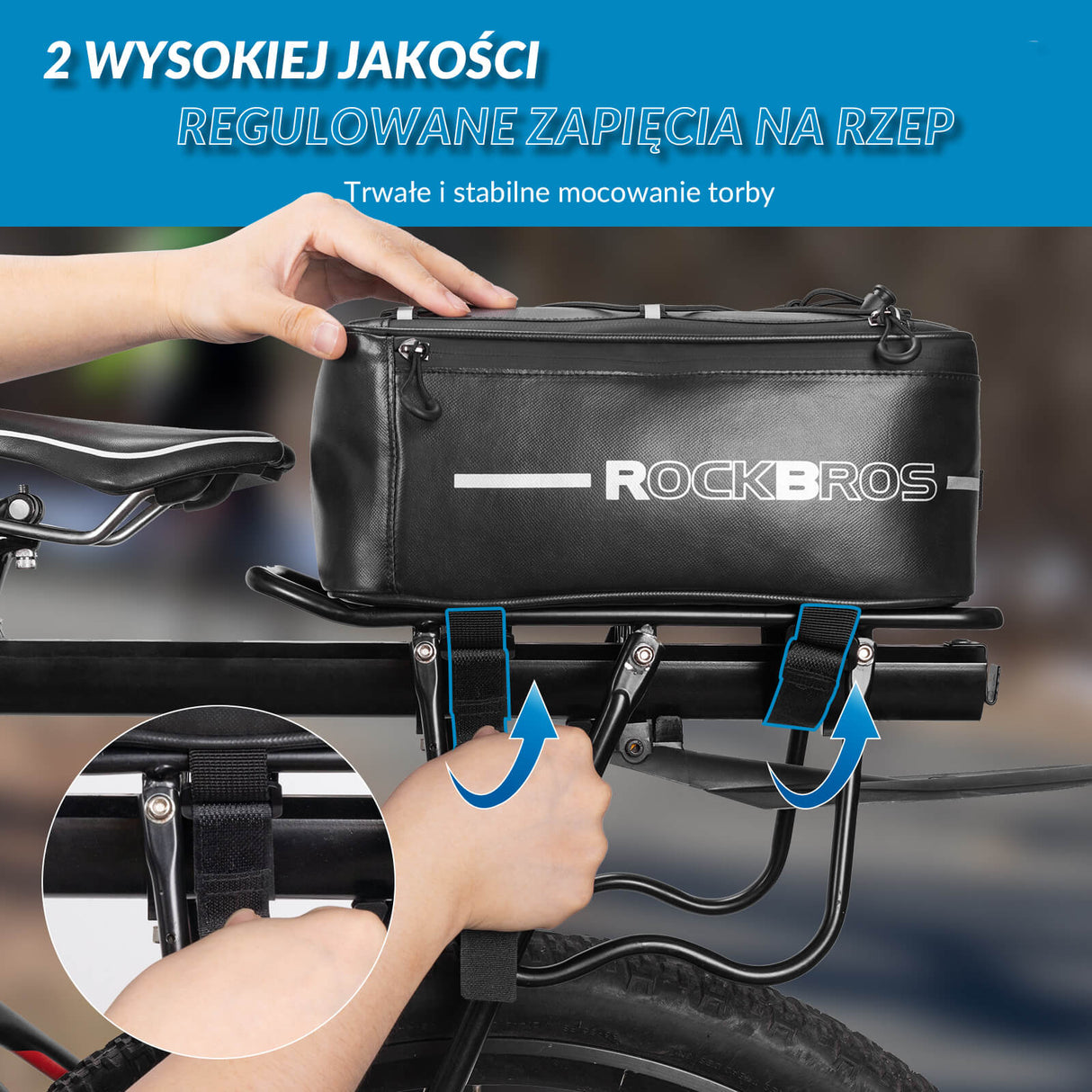 ROCKBROS Sakwa Rowerowa na Bagażnik z Pokrowcem i Odblaskami Torby na bagażnik