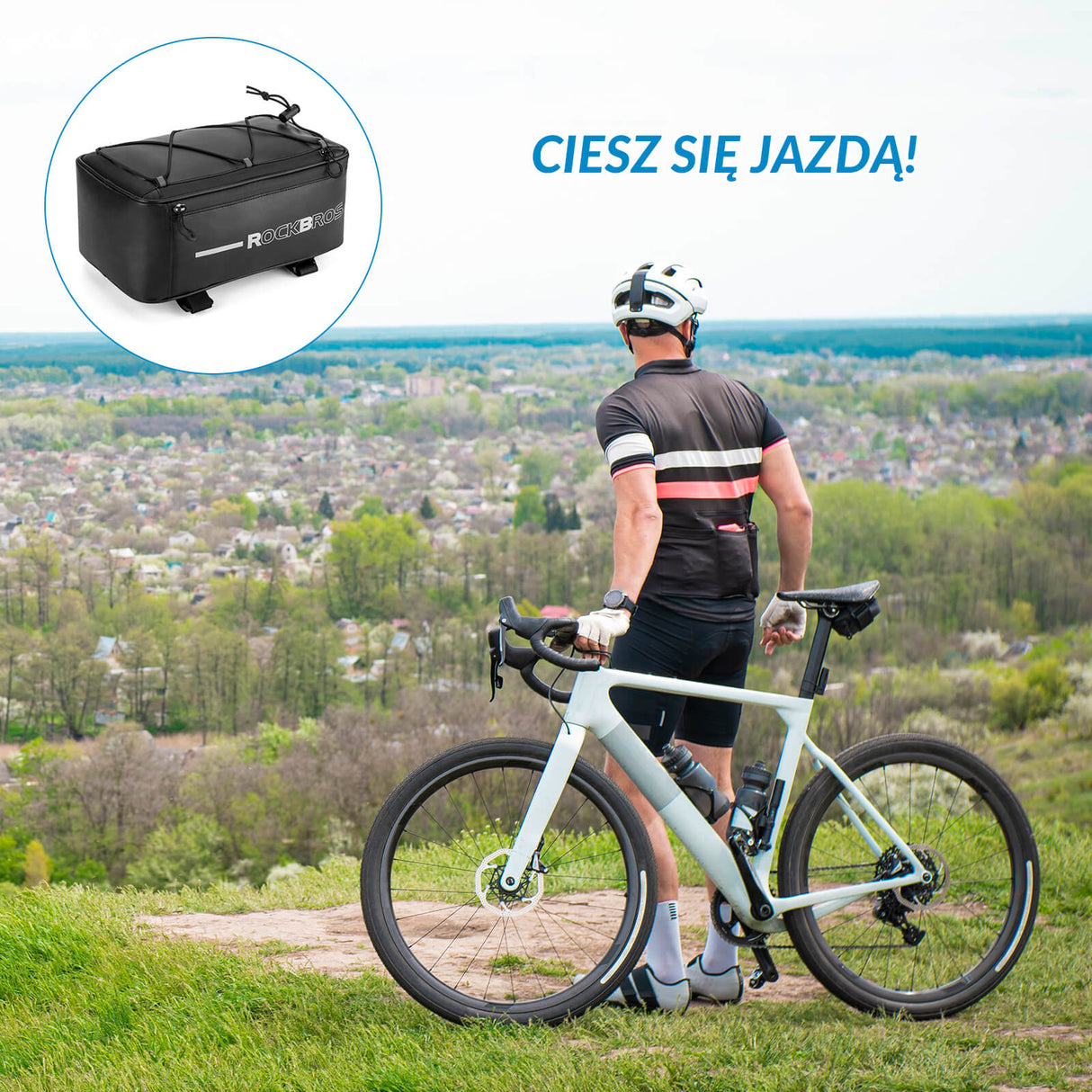 ROCKBROS Sakwa Rowerowa na Bagażnik z Pokrowcem i Odblaskami Torby na bagażnik