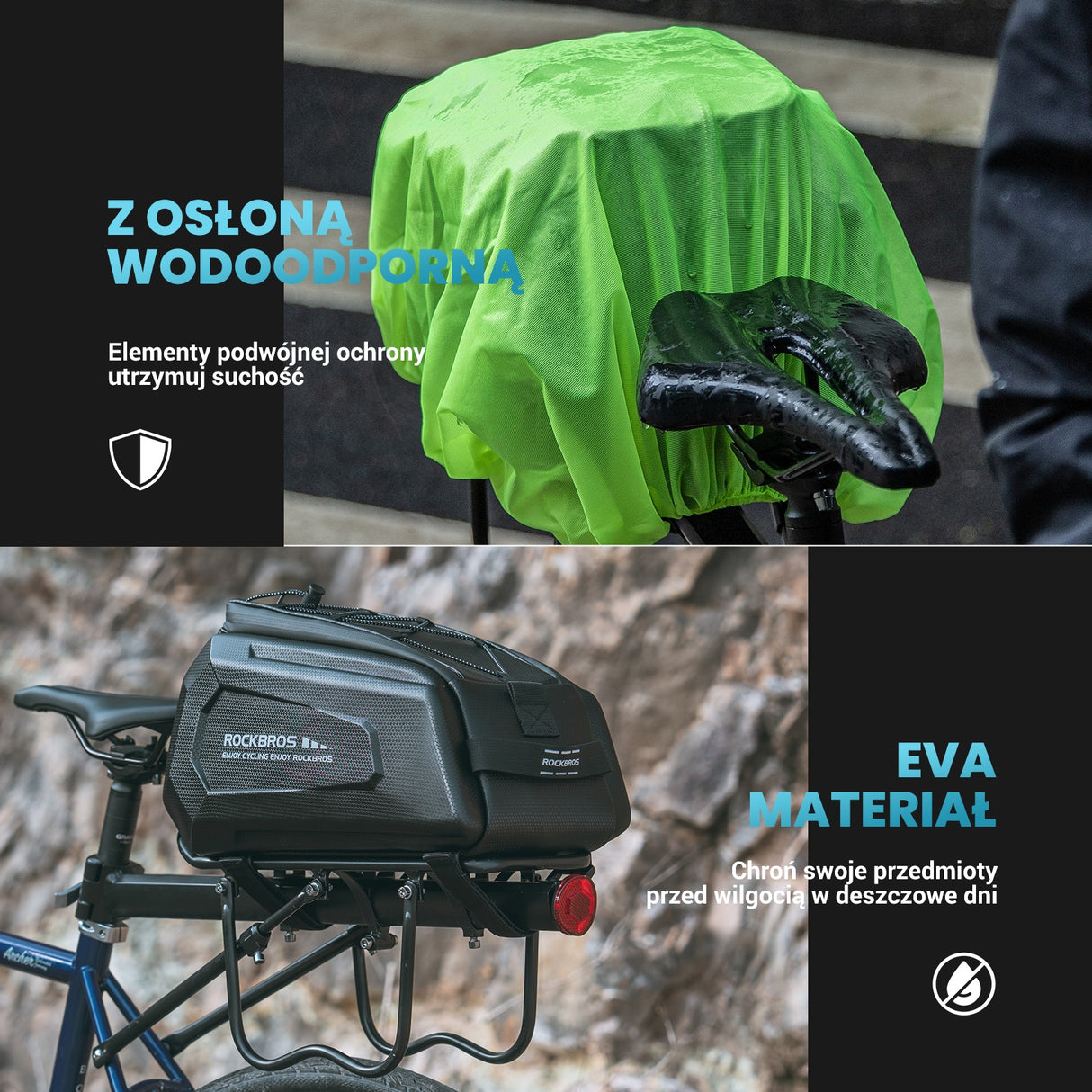 ROCKBROS Torba na Bagażnik Wodoodporna Niełatwa do Odkształcenia 9L-A26 Torby na bagażnik