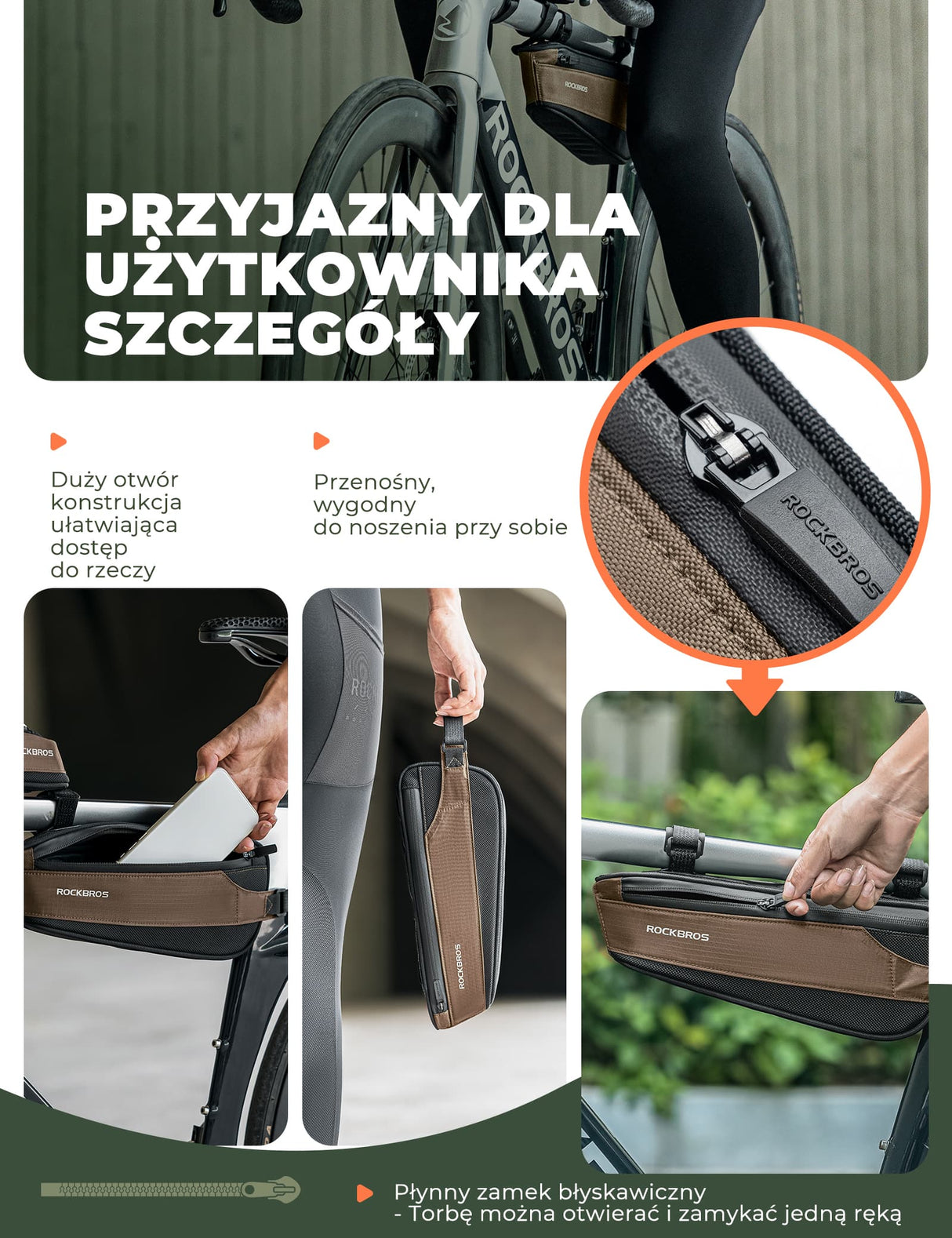 ROCKBROS Torba Rowerowa na Ramę Torby pod ramę Odblaskowa 0.65/1.4L Torby na ramę