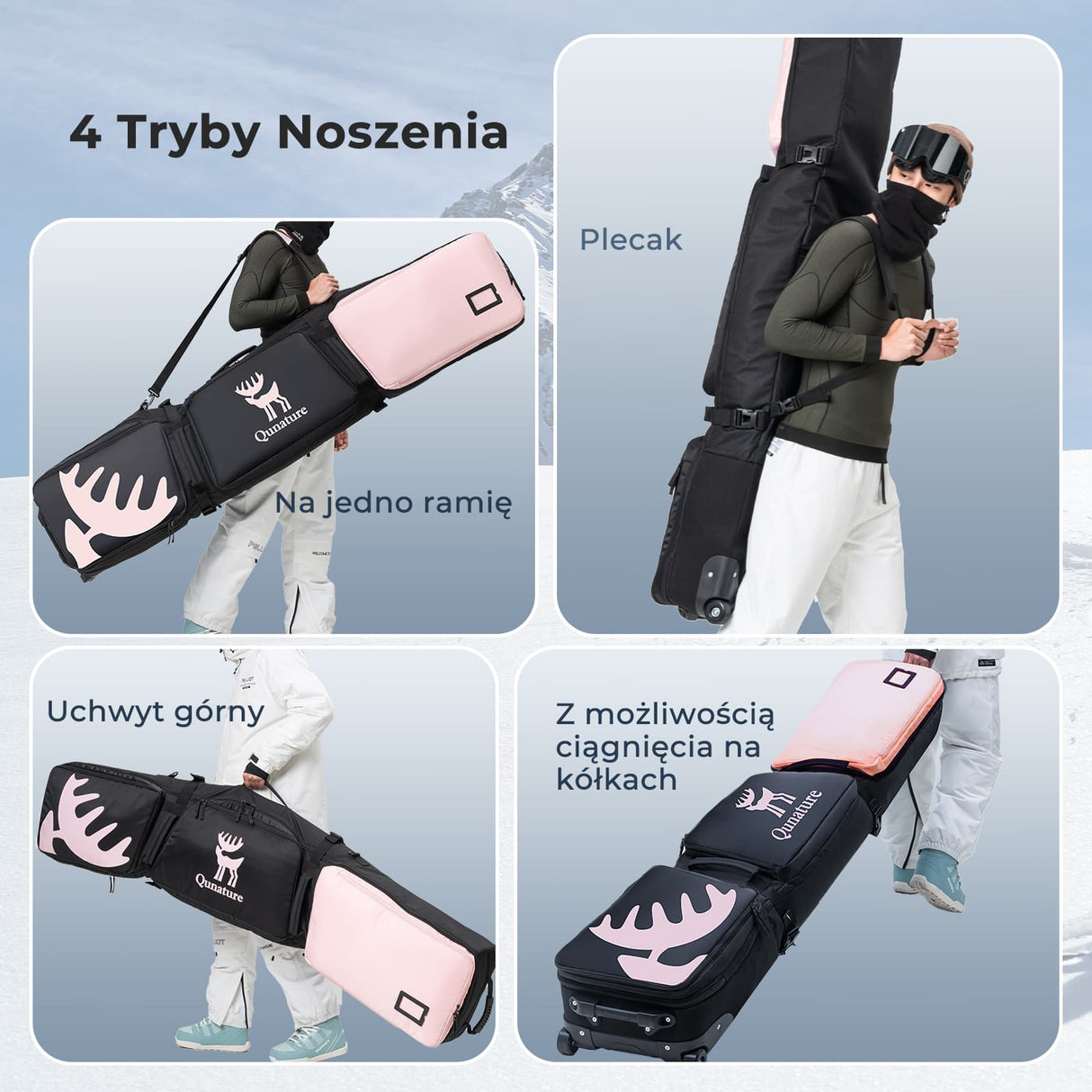 ROCKBROS Qunature Torba Snowboardowa Quick-to-Store z Kołami PU-H57 Plecak narciarski