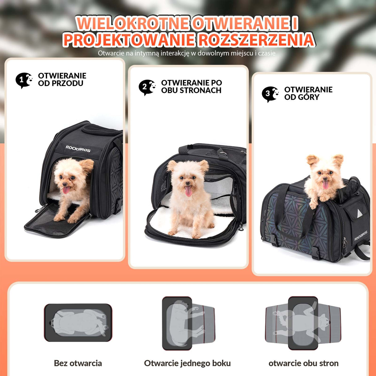 ROCKBROS Torba Transportowa dla Psa i Kota Składana Przenośna 25L Torby na bagażnik