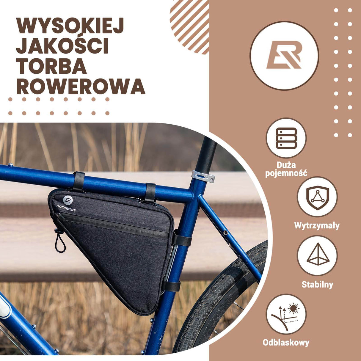 ROCKBROS Torba na Rower Trójkątna na Ramę 1L Torby pod ramę