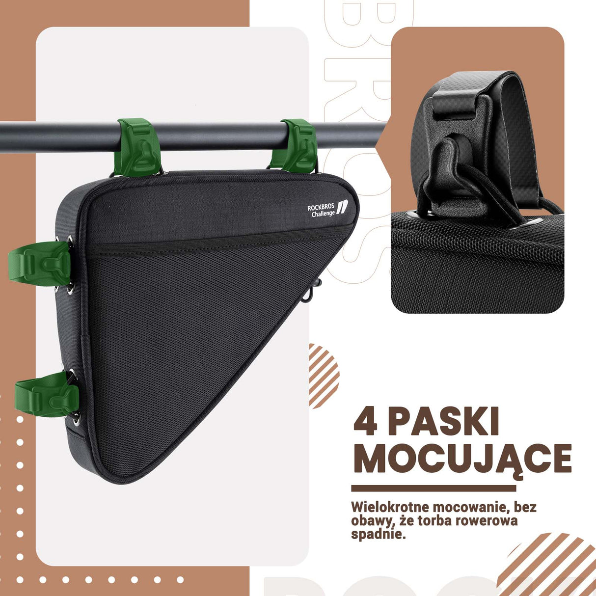 ROCKBROS Torba na Rower Trójkątna na Ramę 1L Torby pod ramę