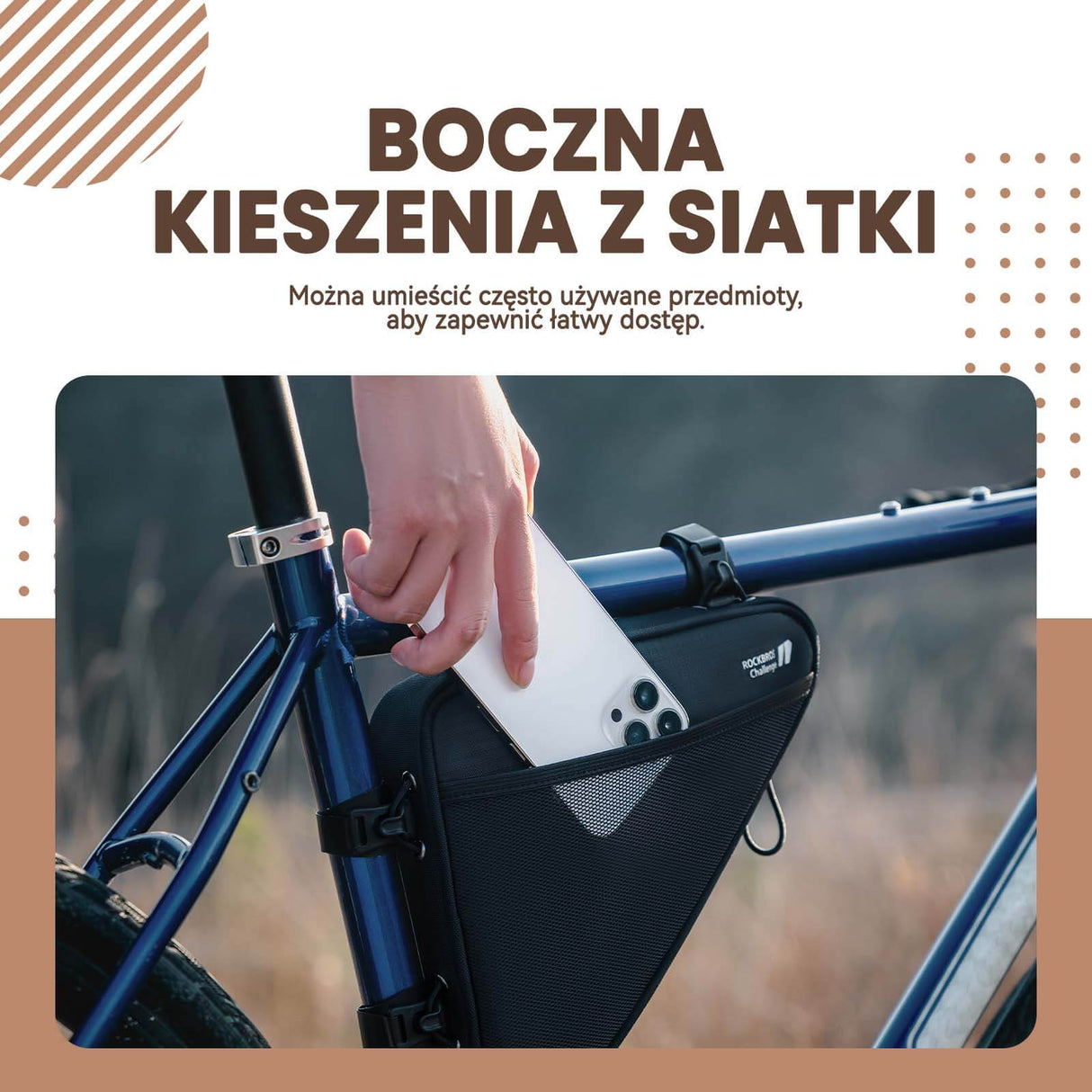 ROCKBROS Torba na Rower Trójkątna na Ramę 1L Torby pod ramę