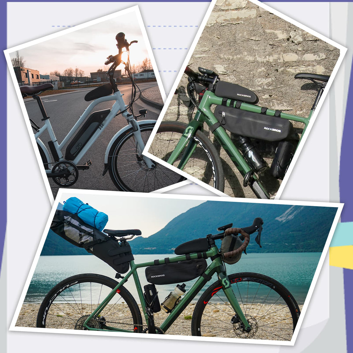 ROCKBROS Torba Rowerowa na Ramę Wodoodporna I Pyłoszczelna Czarna 1L/1.6L Torby na ramę