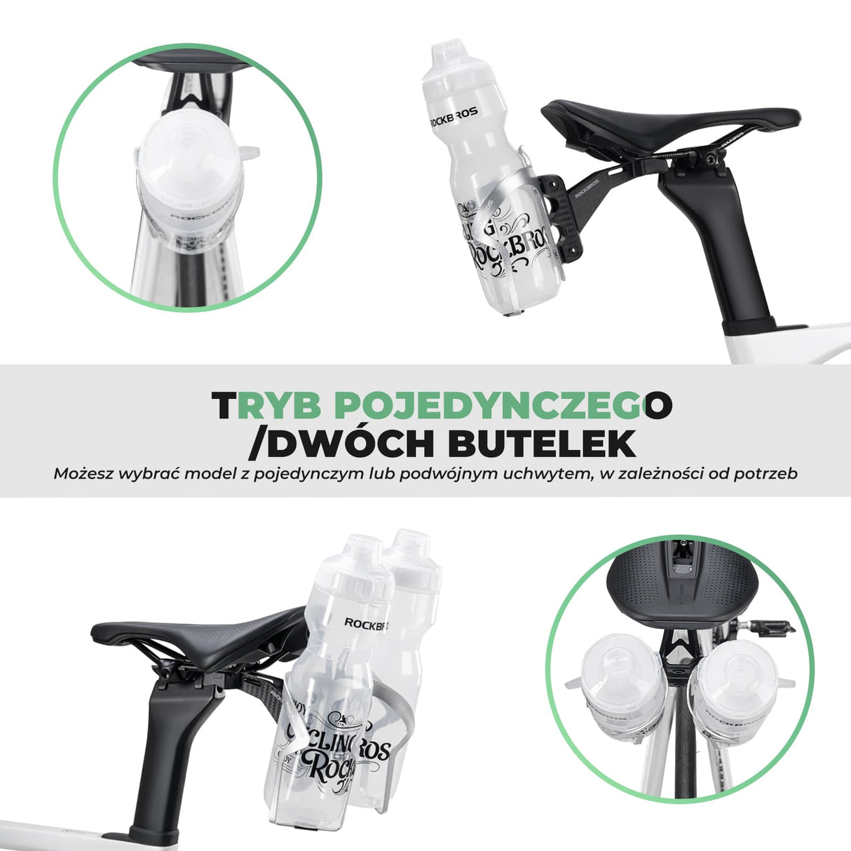 ROCKBROS Uchwyt Na Bidon z Dodatkowymi Funkcjami Możliwość Regulacji Uchwyty na bidon