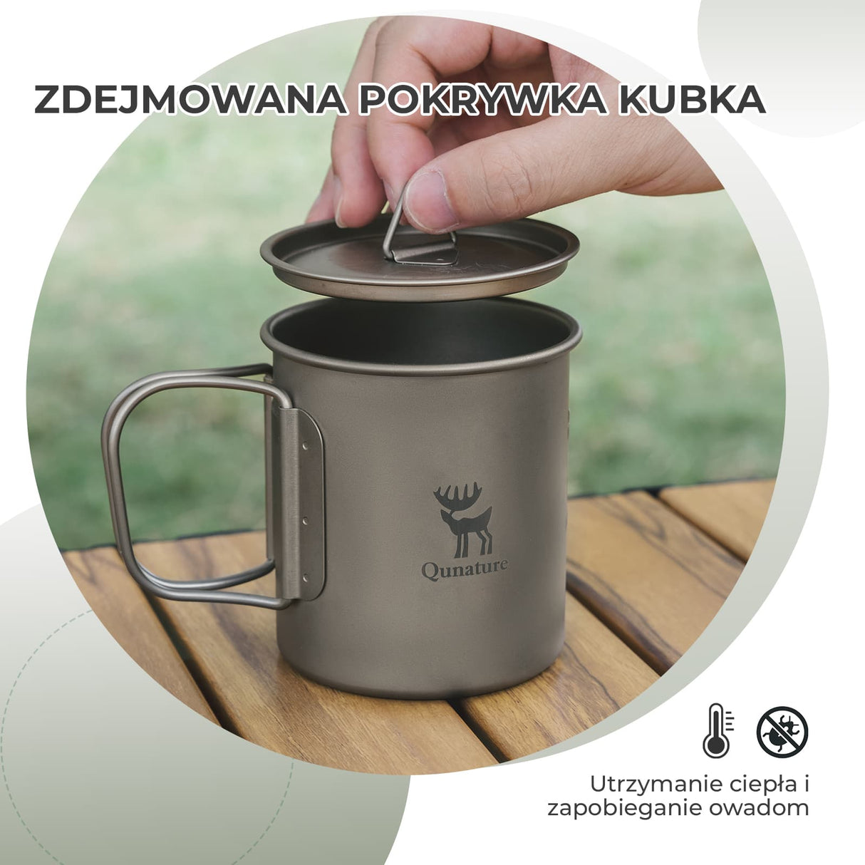 Qunature Qunature Tytanowy Składany Kubek Outdoorowy 375ml Qunature-Biwak