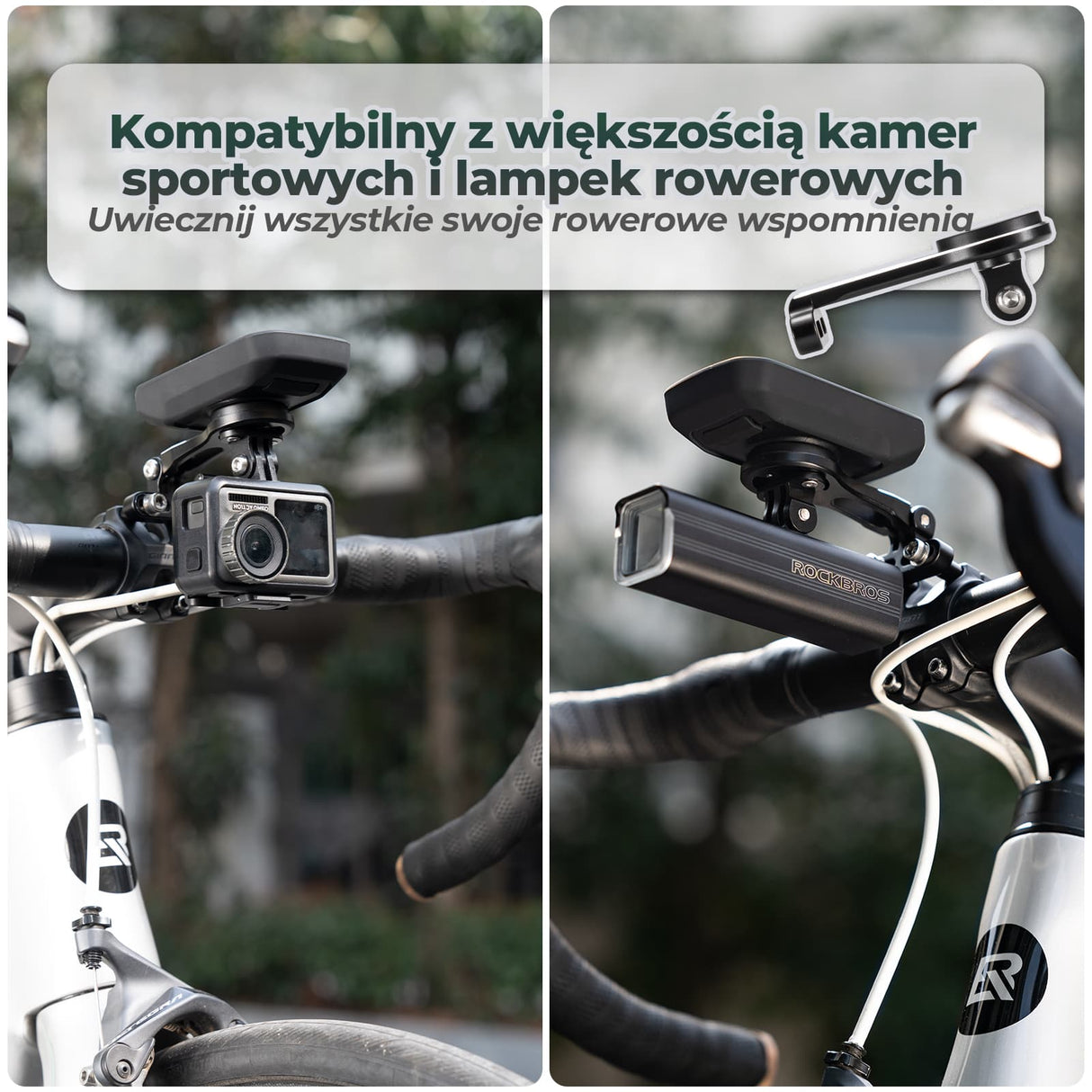 ROCKBROS Uchwyty Na Licznik Kompatybilny z Garmin, Bryton, Wahoo-FK-305 Uchwyt na komputer rowerowy