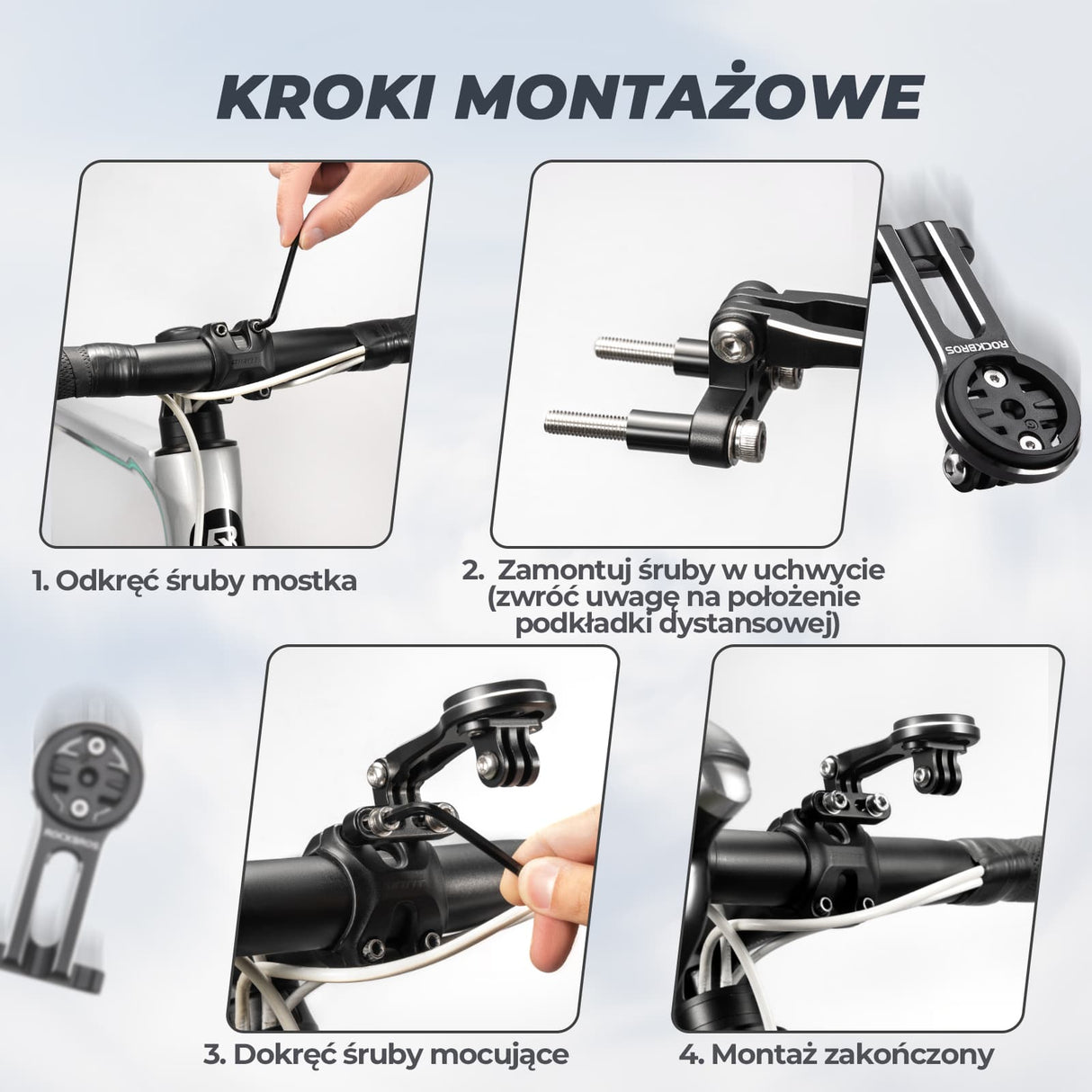 ROCKBROS Uchwyty Na Licznik Kompatybilny z Garmin, Bryton, Wahoo-FK-305 Uchwyt na komputer rowerowy