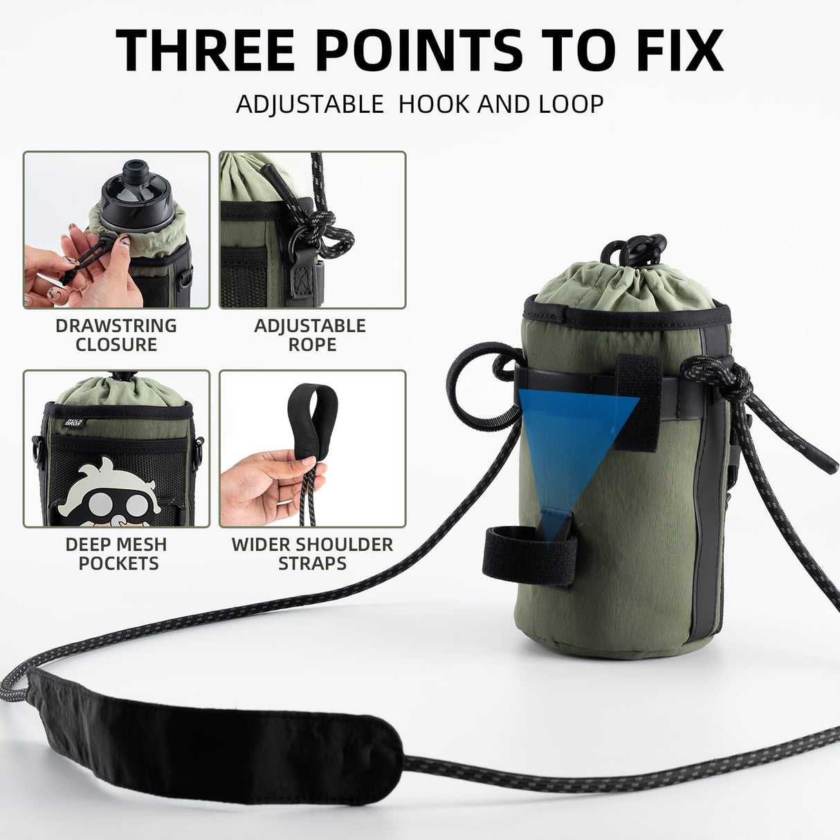 ROCKBROS ROCKBROS Uchwyt Na Bidon Z Nylonu Lekki Torba Na Bidon Z Paskiem Na Ramię Uniwersalny Uchwyt Na Napoje Do Roweru Dla Dzieci, Dorosłych, Rowerów Szosowych, MTB Uchwyty na bidon