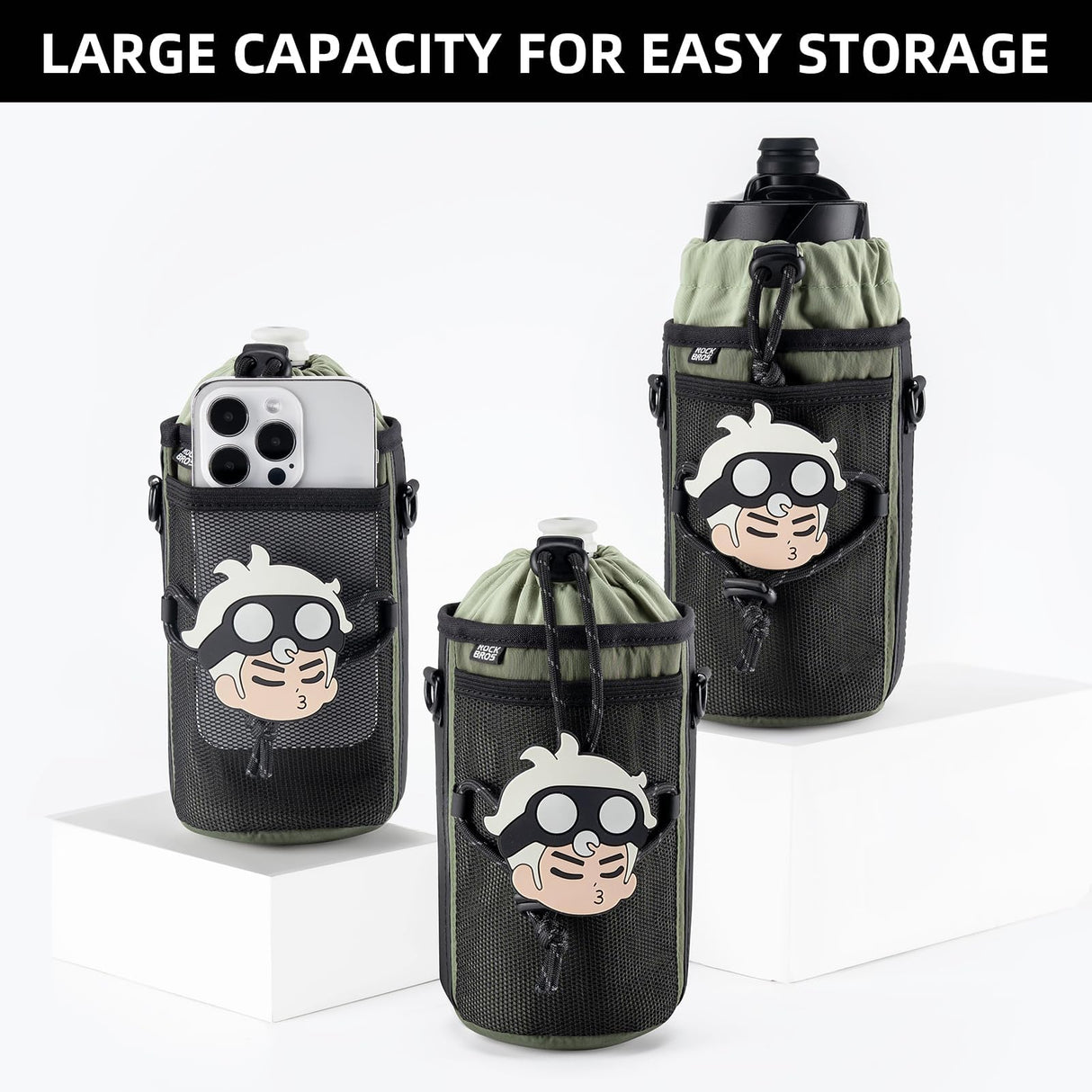 ROCKBROS ROCKBROS Uchwyt Na Bidon Z Nylonu Lekki Torba Na Bidon Z Paskiem Na Ramię Uniwersalny Uchwyt Na Napoje Do Roweru Dla Dzieci, Dorosłych, Rowerów Szosowych, MTB Uchwyty na bidon