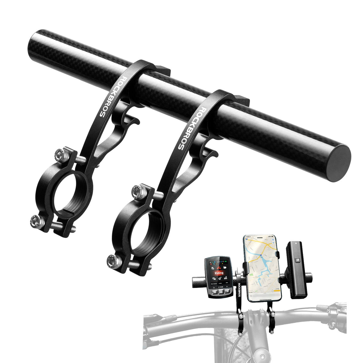 ROCKBROS Uchwyt do Roweru Przedłużenie Włókno Węglowe 25cm-377 Uchwyty na telefon