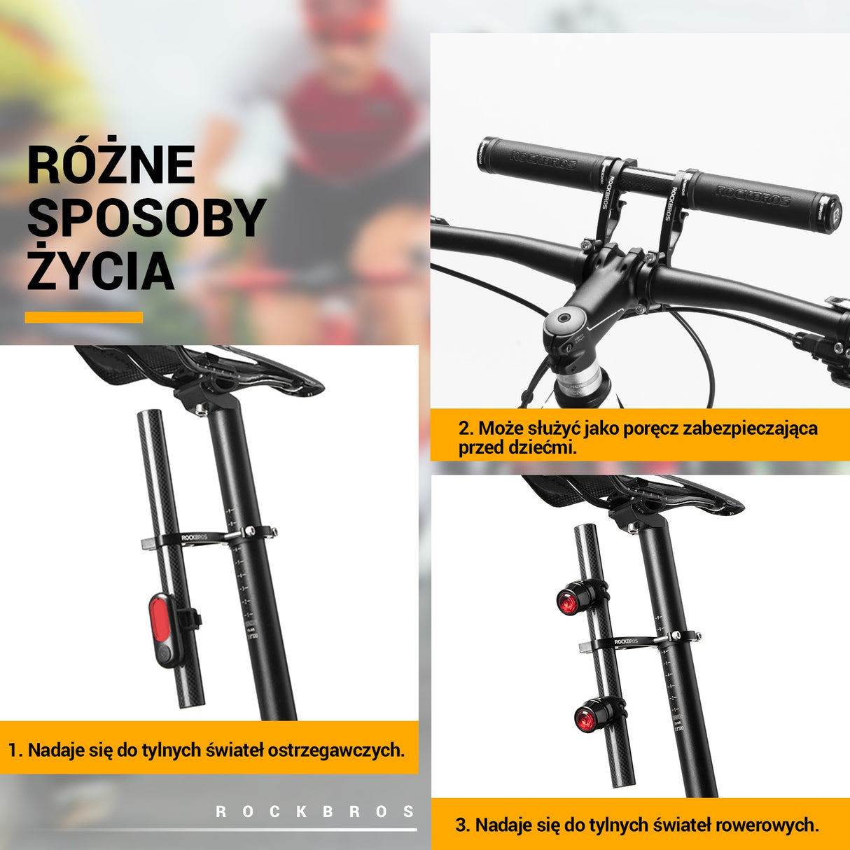 ROCKBROS Uchwyt do Roweru Przedłużenie Włókno Węglowe 25cm-377 Uchwyty na telefon