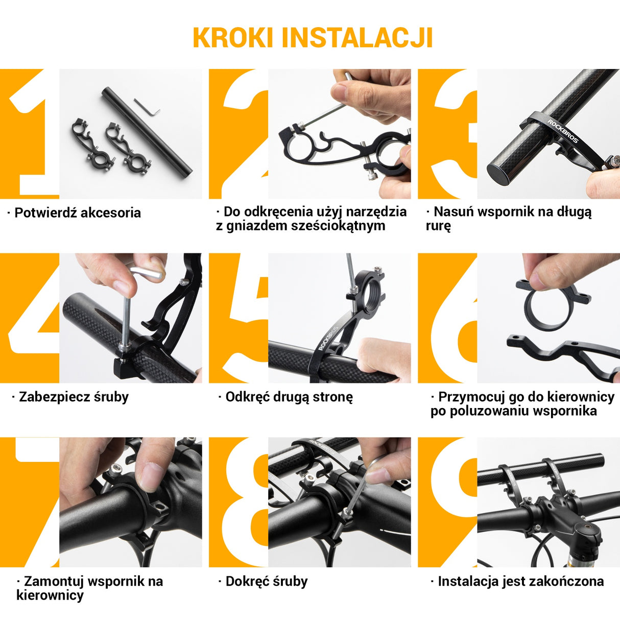 ROCKBROS Uchwyt do Roweru Przedłużenie Włókno Węglowe 25cm-377 Uchwyty na telefon