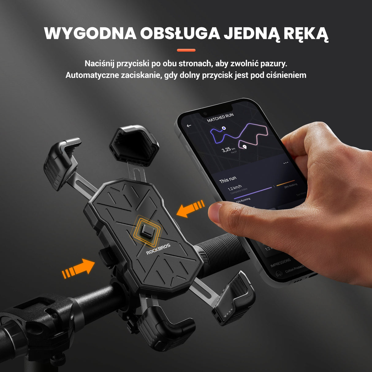 ROCKBROS Uchwyt Rowerowy na Telefon do Większości Rowerów i Telefonów 4.5-7.5 cala-HW-117 Uchwyty na telefon