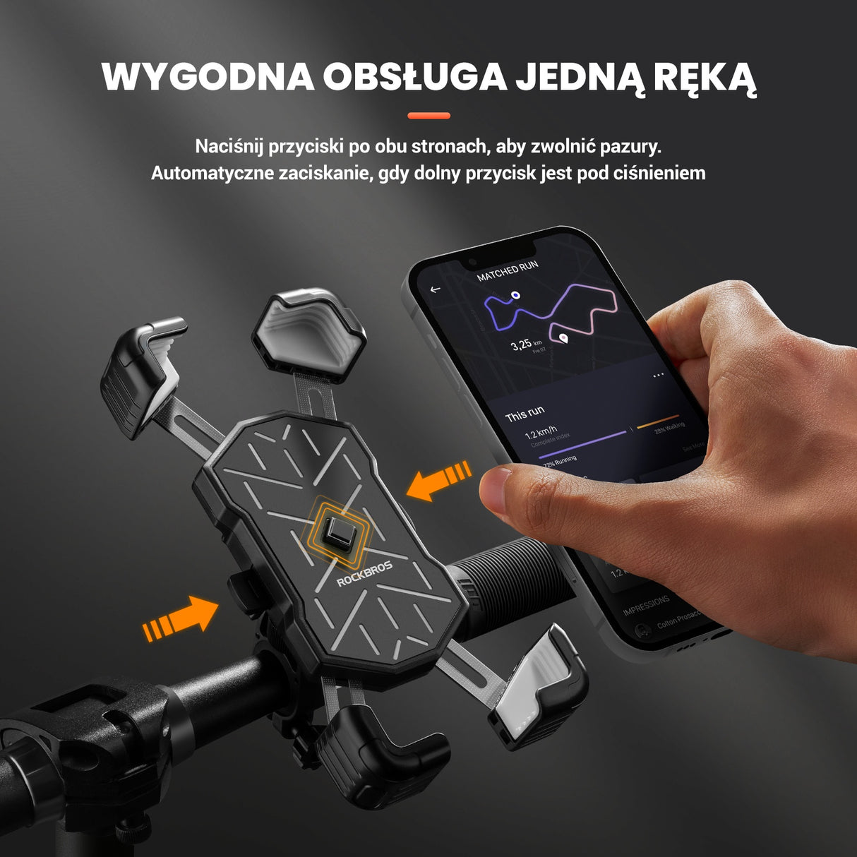 ROCKBROS Uchwyt Rowerowy na Telefon do Większości Rowerów i Telefonów 4.5-7.5 cala-HW-117 Uchwyty na telefon