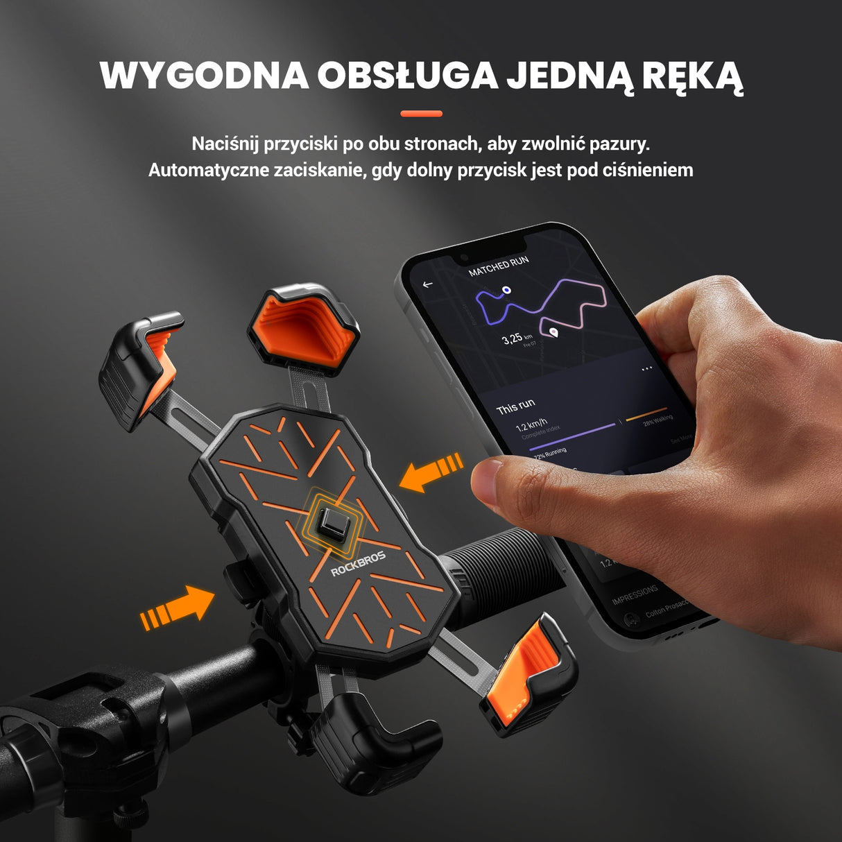 ROCKBROS Uchwyt Rowerowy na Telefon do Większości Rowerów i Telefonów 4.5-7.5 cala-HW-117 Uchwyty na telefon