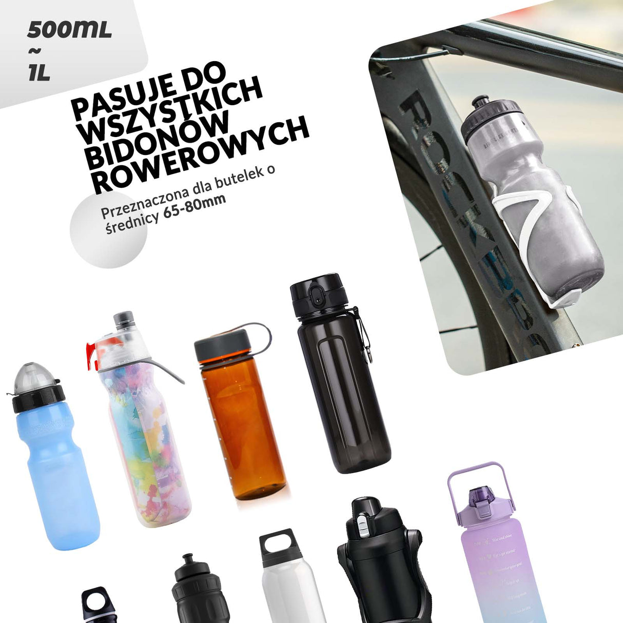 ROCKBROS ROCKBROS Uchwyt Rowerowy na Butelkę Bidon Koszyk Uniwersalny - Kolor do wyboru Uchwyty na bidon