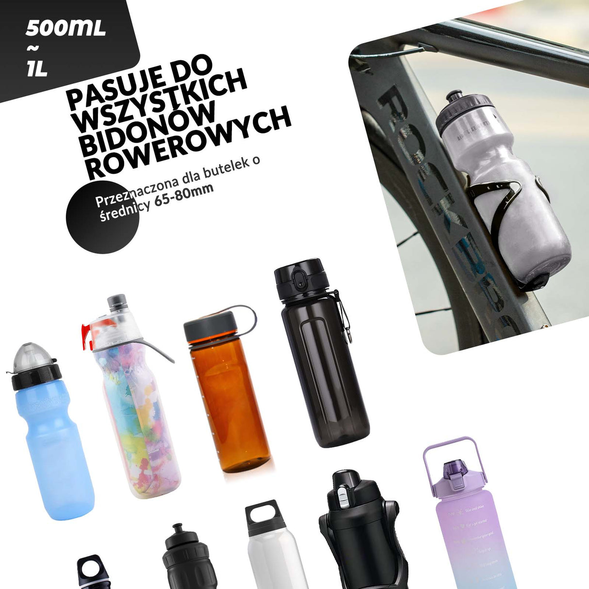 ROCKBROS czarny uchwyt na butelkę rowerową