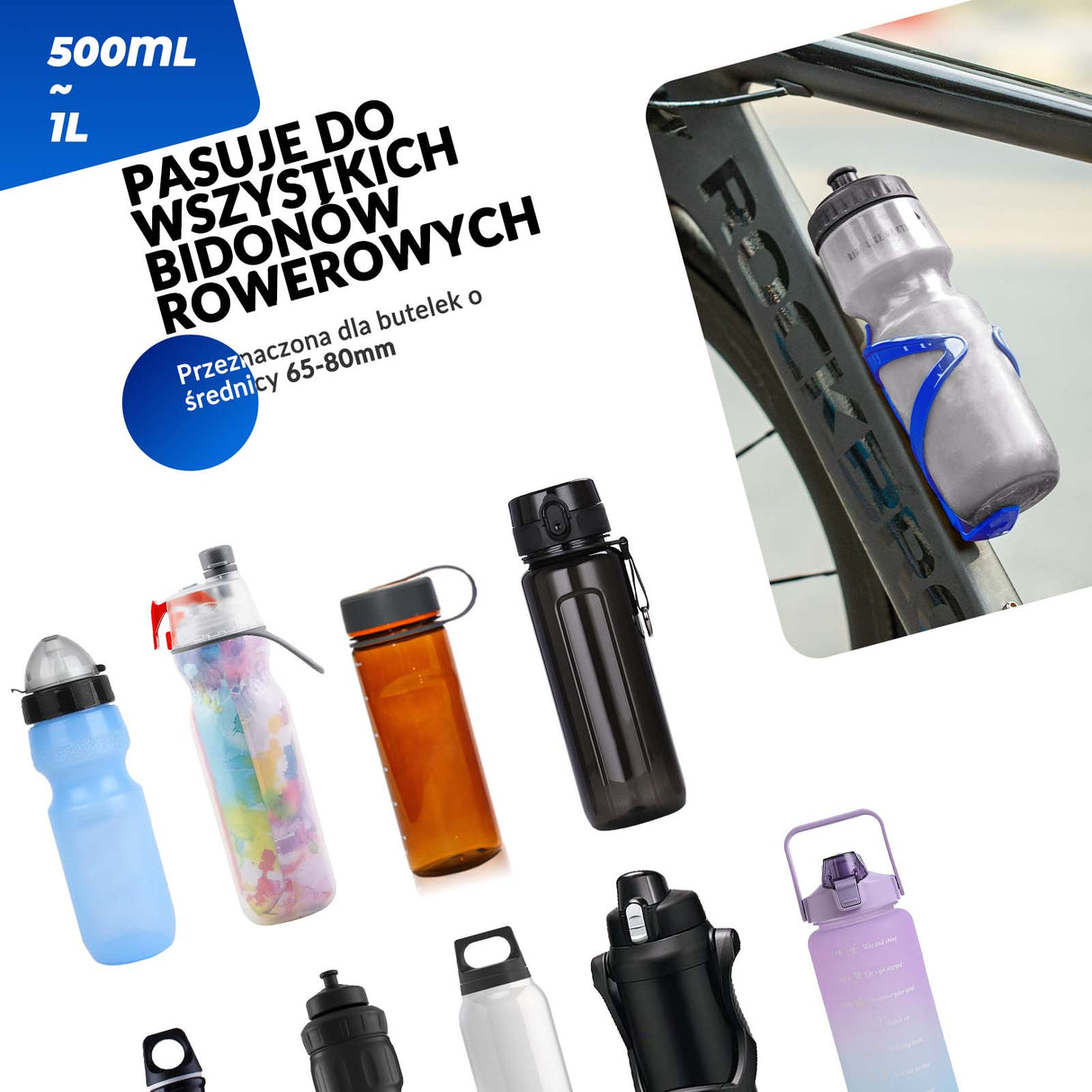 ROCKBROS ROCKBROS Uchwyt Rowerowy na Butelkę Bidon Koszyk Uniwersalny - Kolor do wyboru Uchwyty na bidon