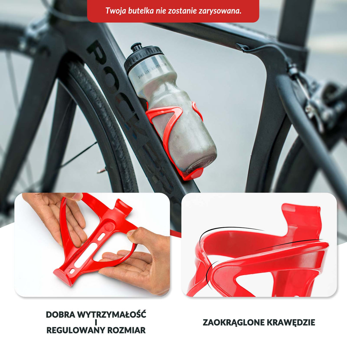 ROCKBROS Szkarłatny uchwyt na bidon rowerowy, 1 sztuka.