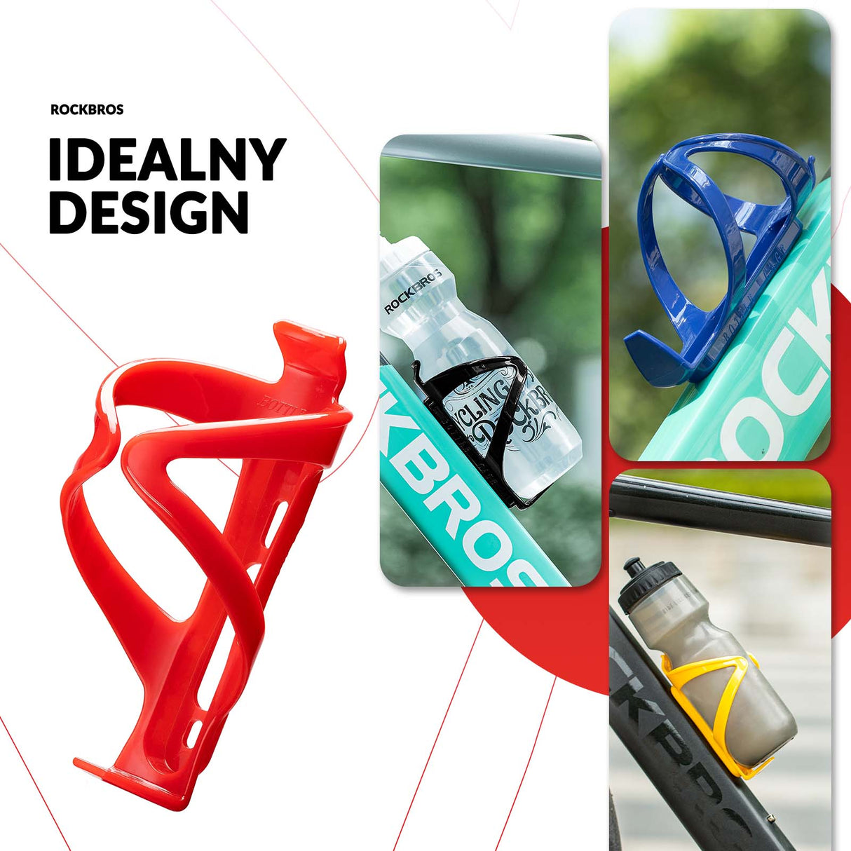 ROCKBROS Szkarłatny uchwyt na bidon rowerowy, 1 sztuka.