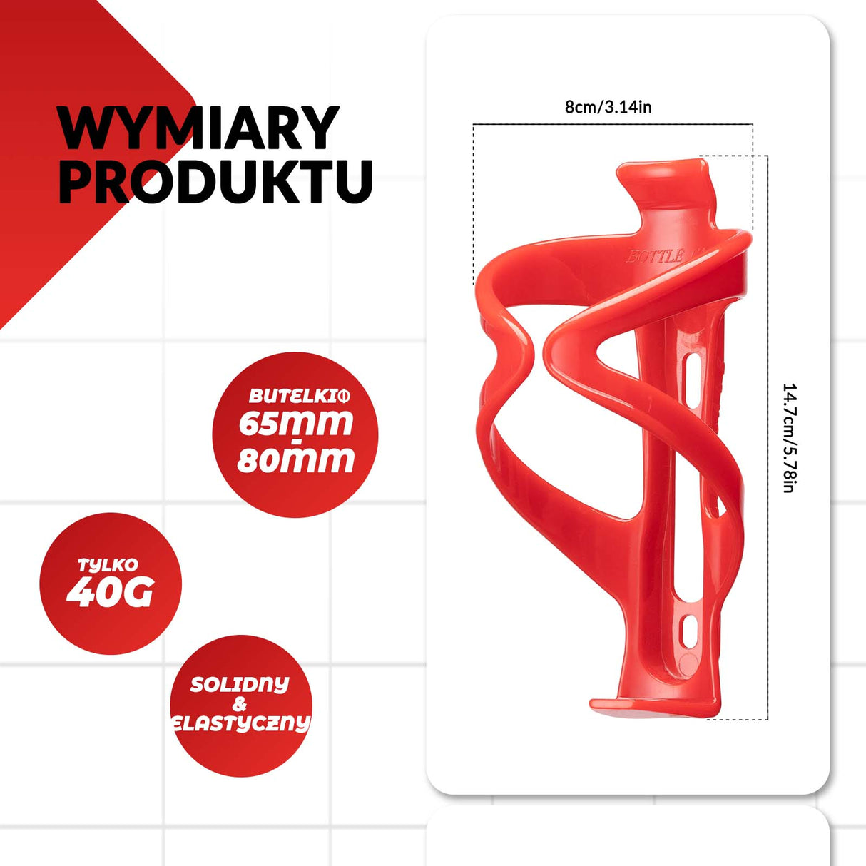 ROCKBROS Szkarłatny uchwyt na bidon rowerowy, 1 sztuka.