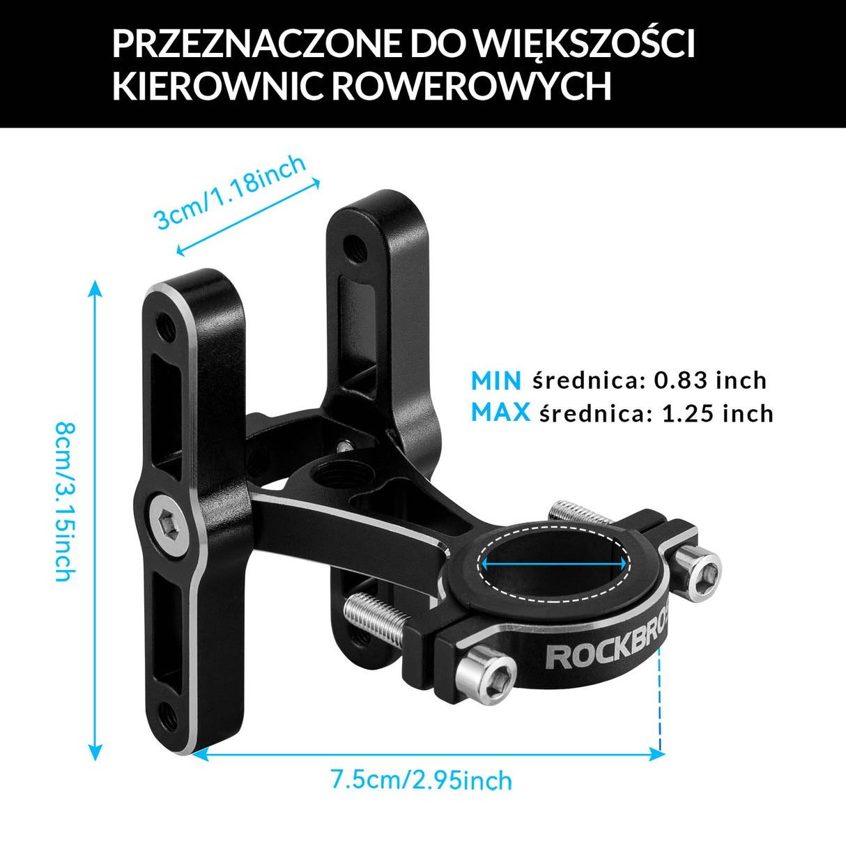 ROCKBROS ROCKBROS Uchwyt na Koszyk do Bidonu Podwójny Uniwersalny Regulowany Czarny Uchwyty na bidon