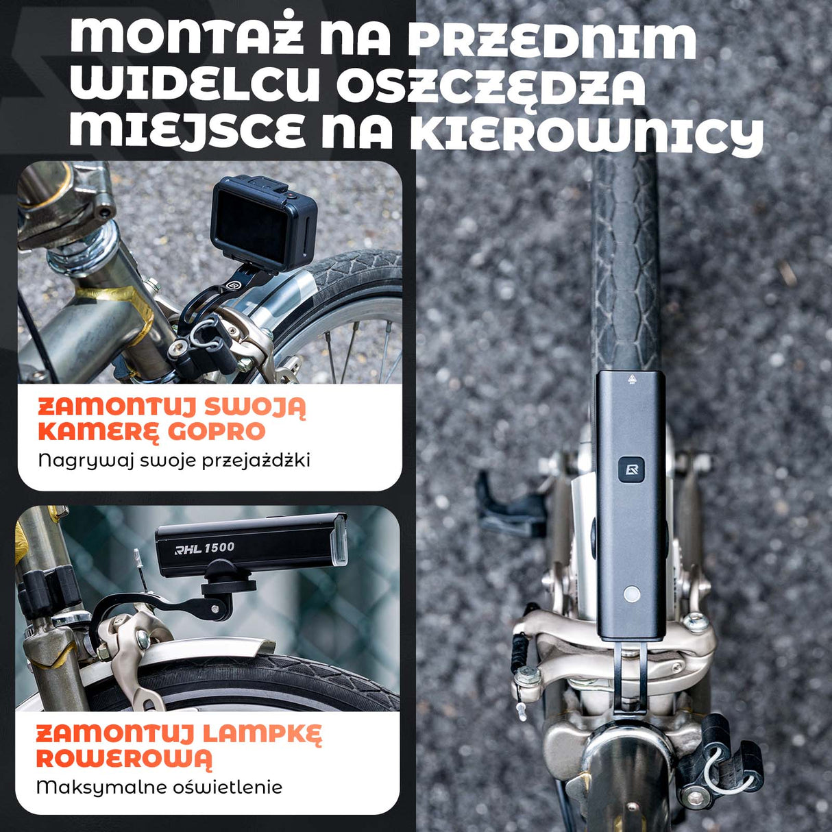 ROCKBROS Uchwyt na Lampkę Rowerową Przednią Uniwersalny do Przedniego Widelca Narzędzia do naprawy roweru